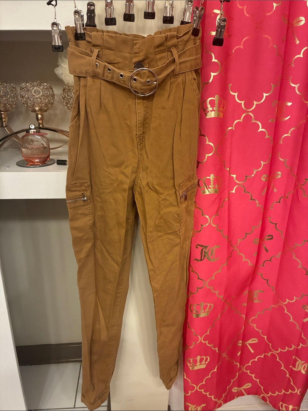 Fashion Nova High-Waist Belted Cargo Pants - Brown
